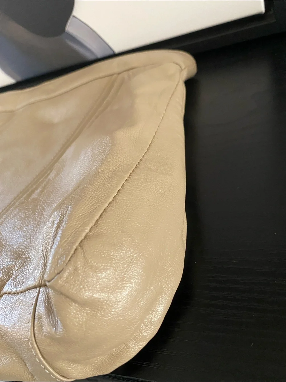 Vintage 80’s Brenalini By Jonotti Oversized Taupe Leather Clutch